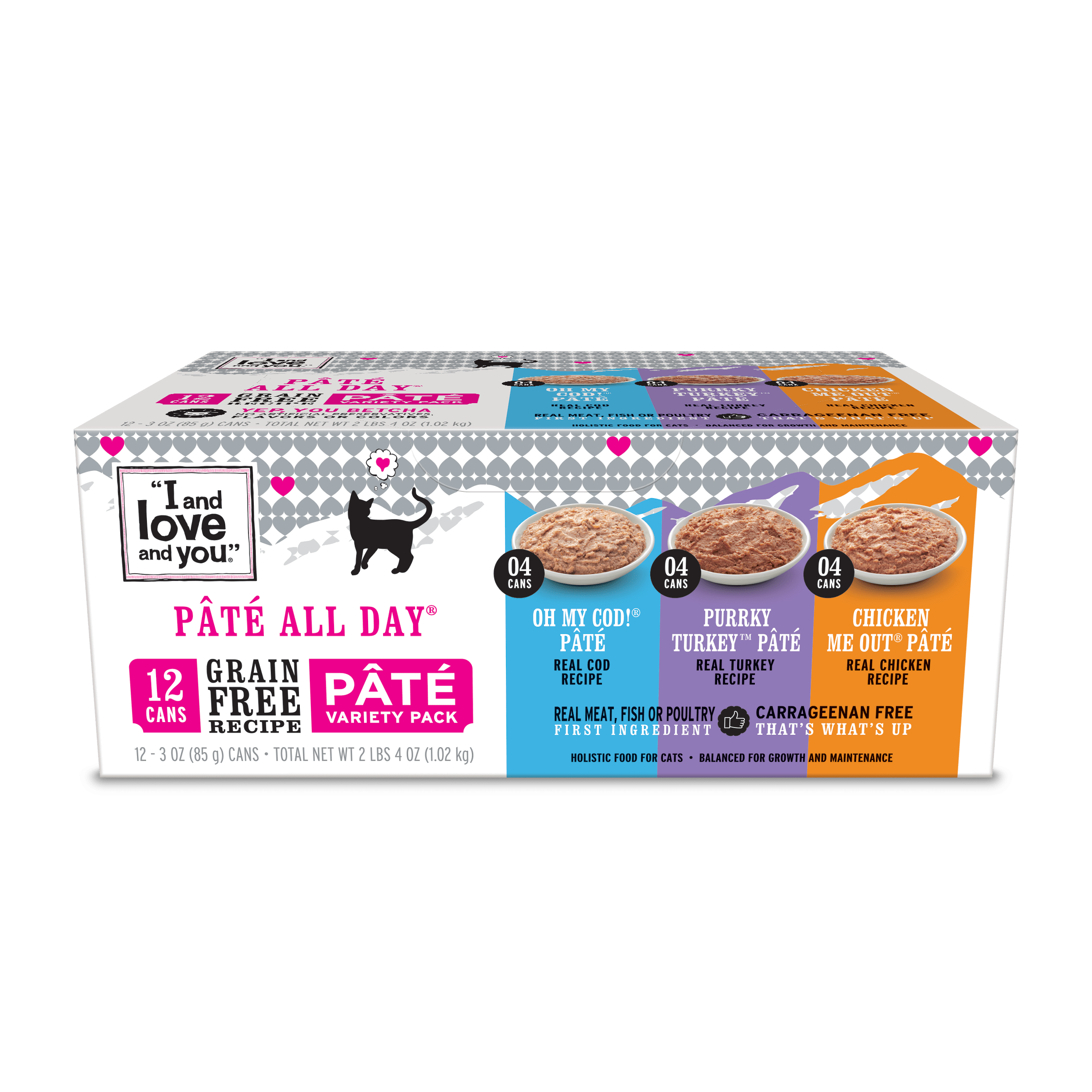 I and Love and You Grain Free Oh My Cod Purrkey Turkey Chicken Me Out Multi Pack Canned Cat Food 3 oz Case of 12