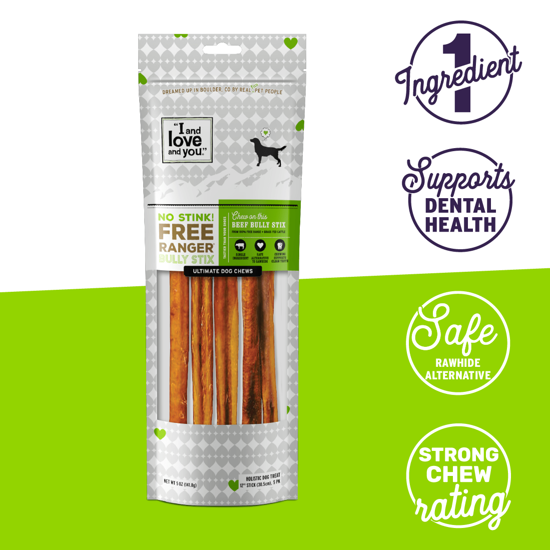 No Stink! Free Ranger Bully Stix 12"