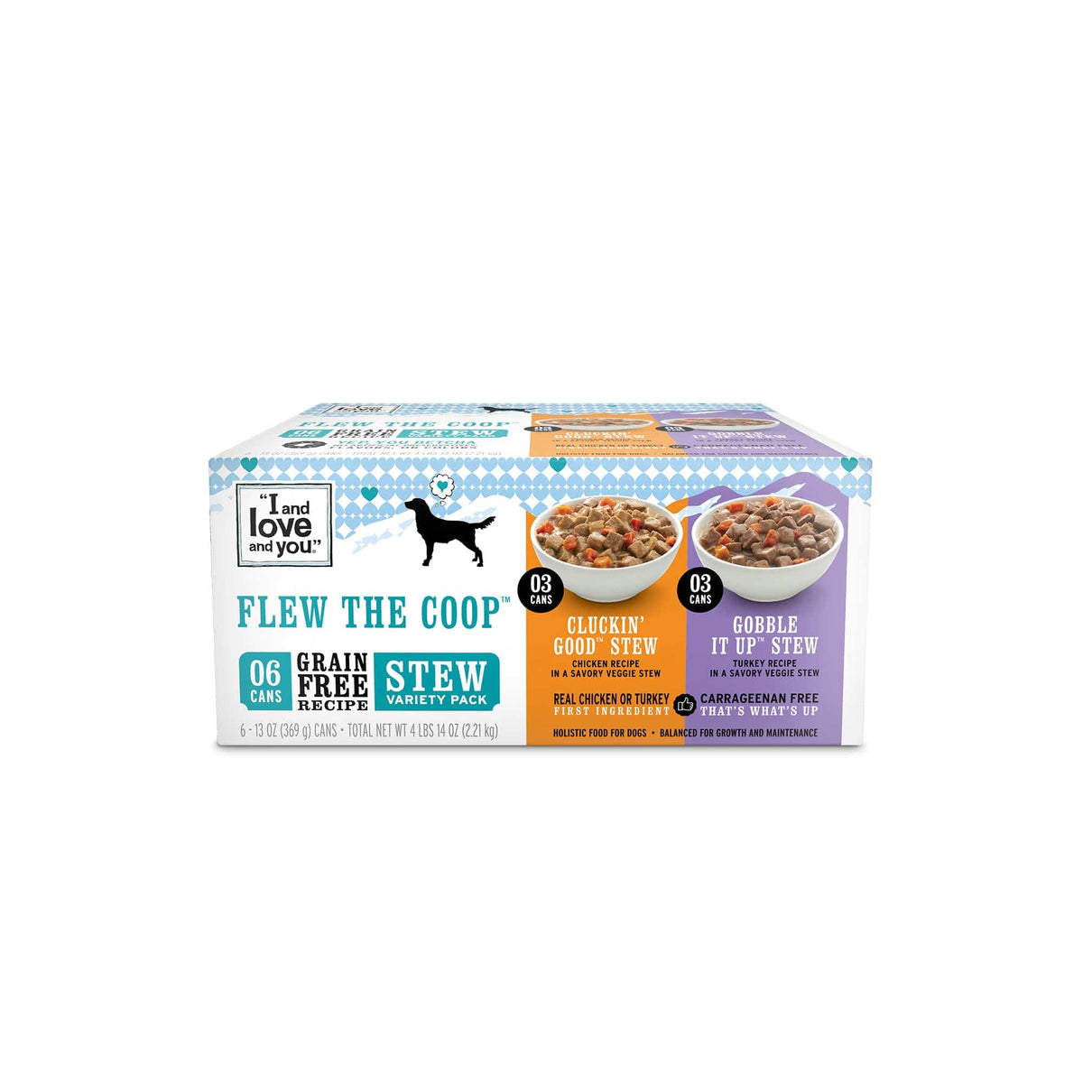 Dog Can Variety-Pack - Flew The Coop: A box of dog food with bowls of savory, poultry-packed wet meals for your pup.