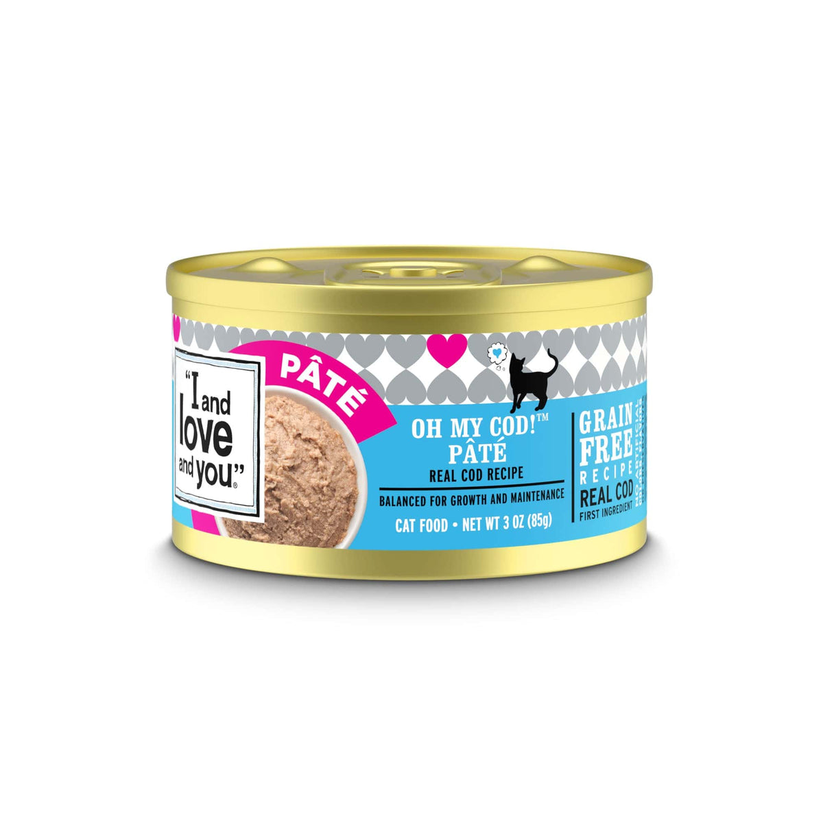 A can of cat food with pâté made of cod.