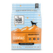 A bag of dog food featuring Naked Essentials - Chicken + Duck kibble for your furry friend's health and happiness.