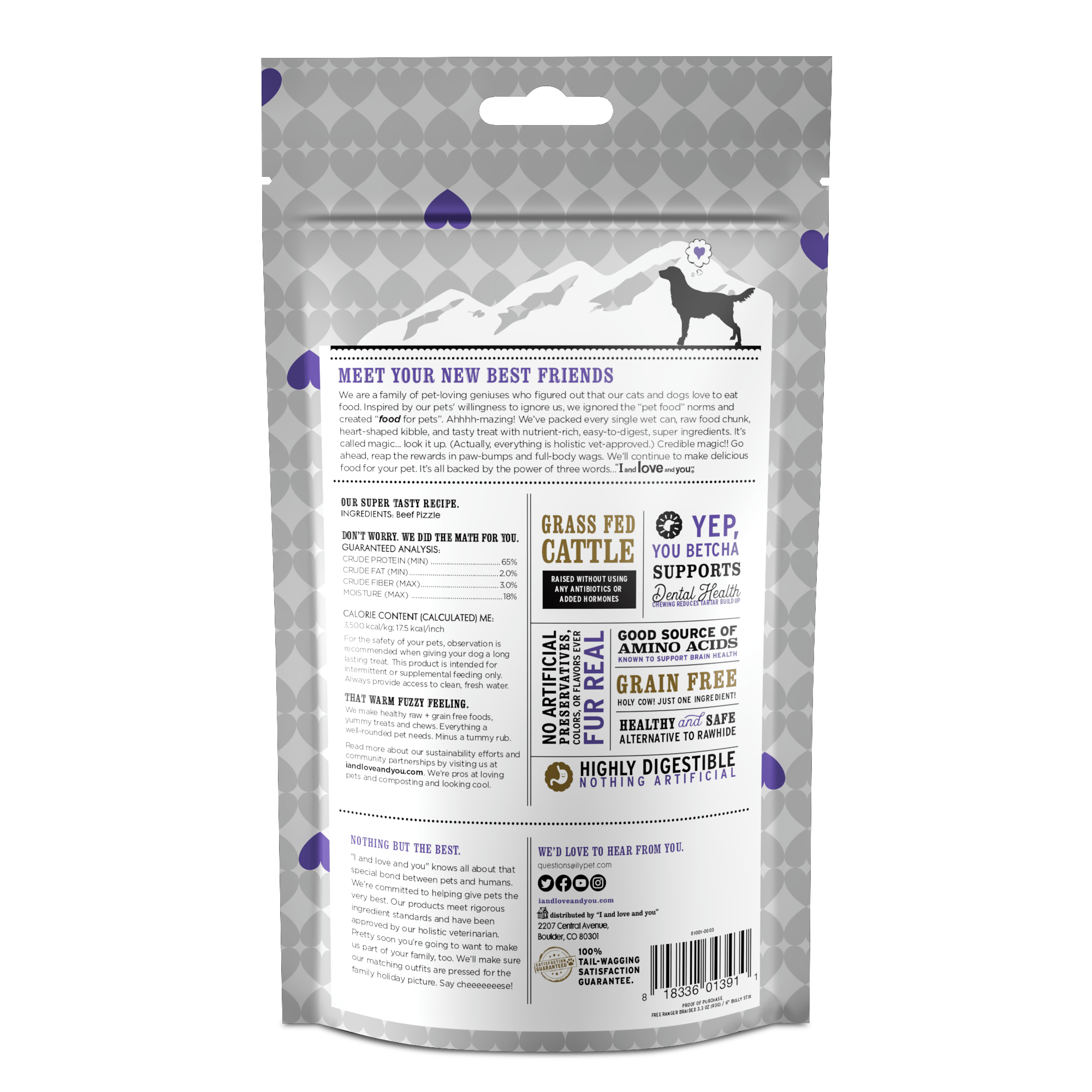 A braided bully stick dog chew package with text and a label.